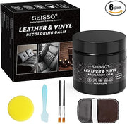 SEISSO ブラックレザーリペアキット – 家具、ソファ、車のシート、傷やひび割れの補修に使えるバーム&ダイ