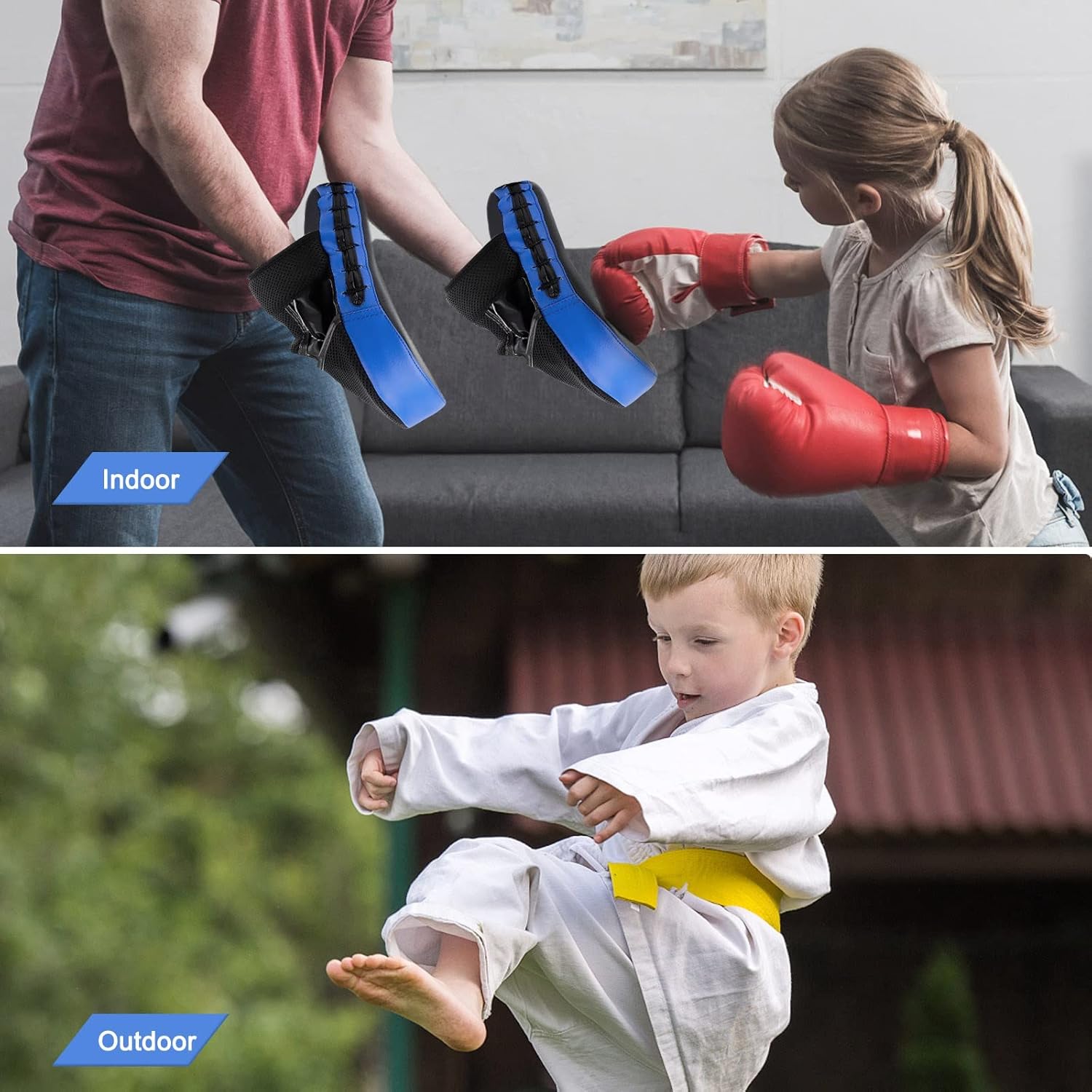 CYFIE 2-in-1 Boxing Pads & Mitts Set for Kids & Youth – Karate, Muay Thai, Taekwondo Training