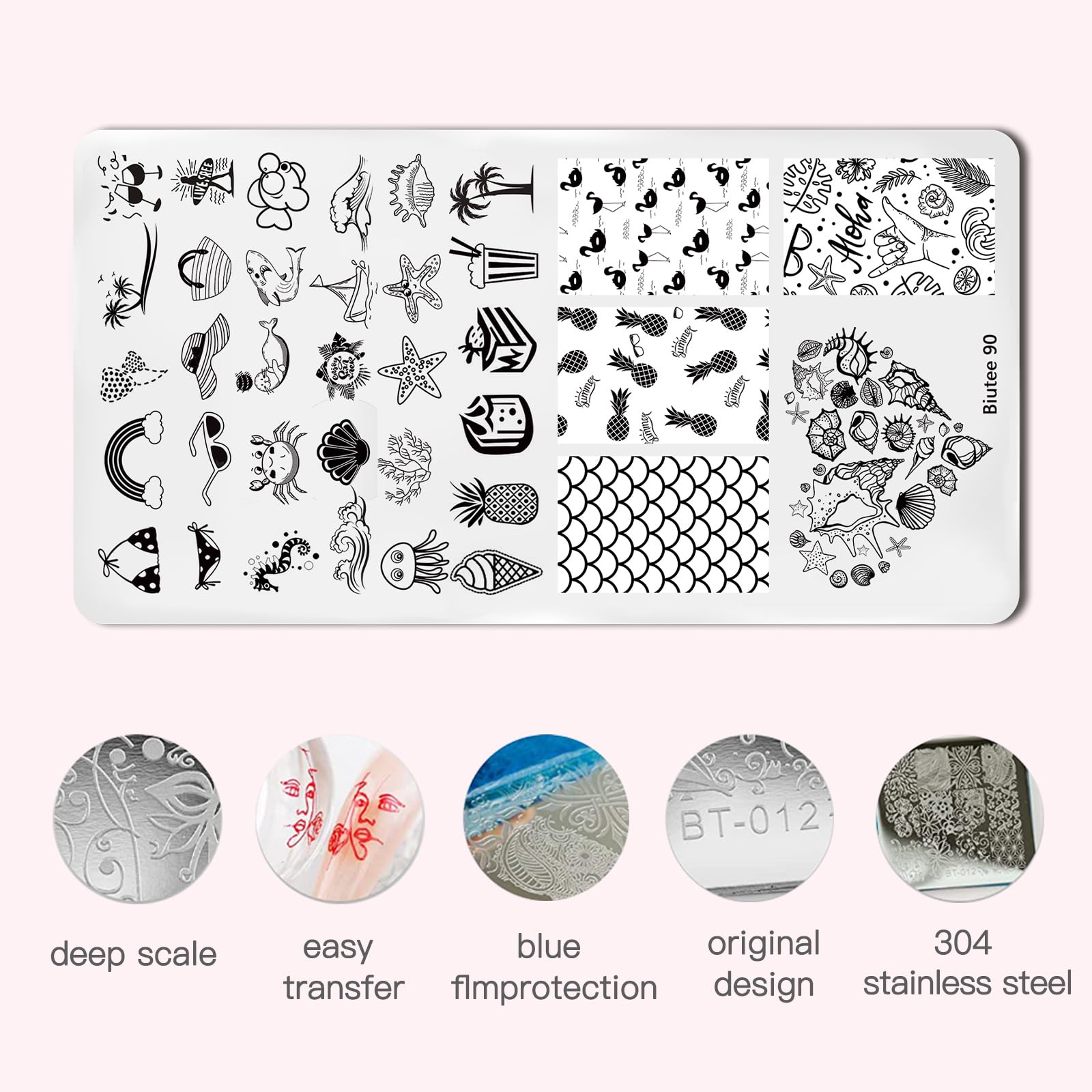 Biutee Nail Stamping Kit – 10PCS French Line Plates with Silicone Stamper for DIY Manicure & Salon Nail Art
