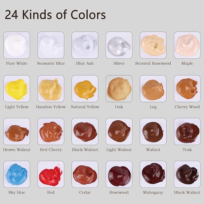 SEISSO Wood Furniture Repair Kit – 50pcs Fillers & Tools 24 Colors