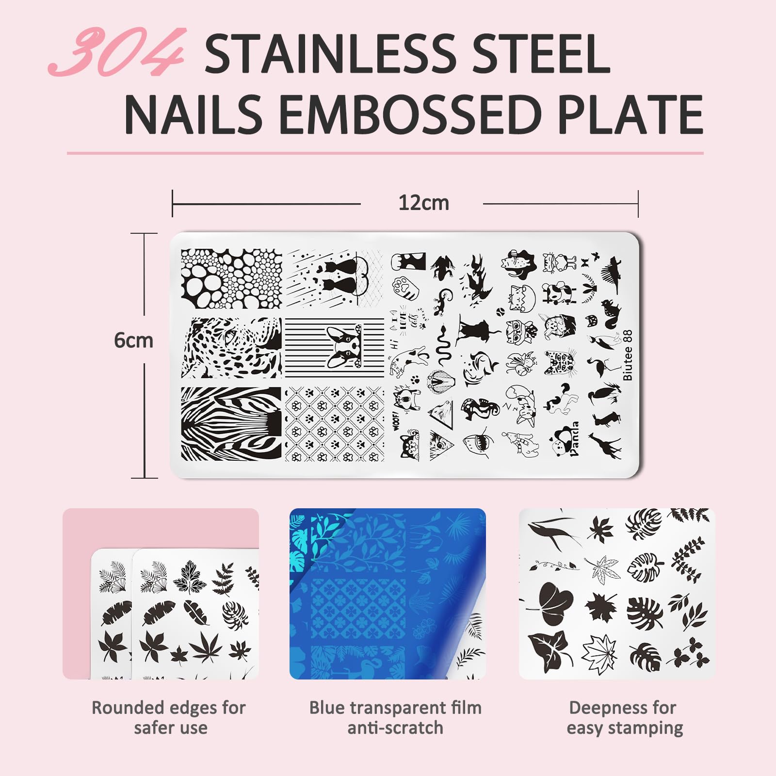 Biutee Nail Stamping Kit – 10PCS French Line Plates with Silicone Stamper for DIY Manicure & Salon Nail Art