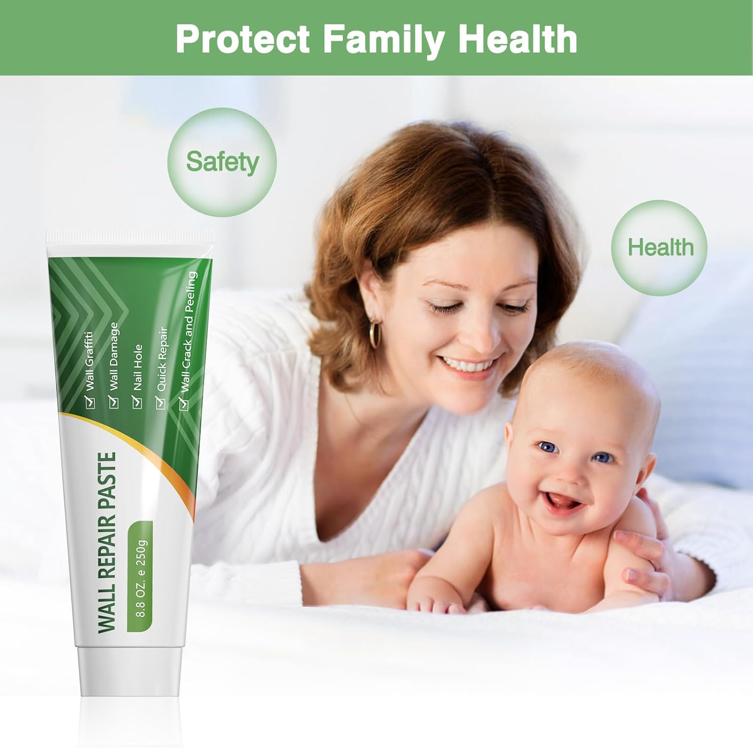 GRPOCHE 壁補修キット – 乾式壁の穴やひび割れに使えるスクレーパー付きパテ2個パック