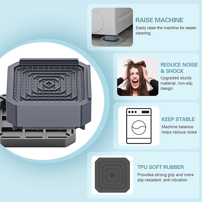 DEWEL Antivibrationspads für Waschmaschinen, 4 Stück – Geräusch- und Bewegungskontrolle