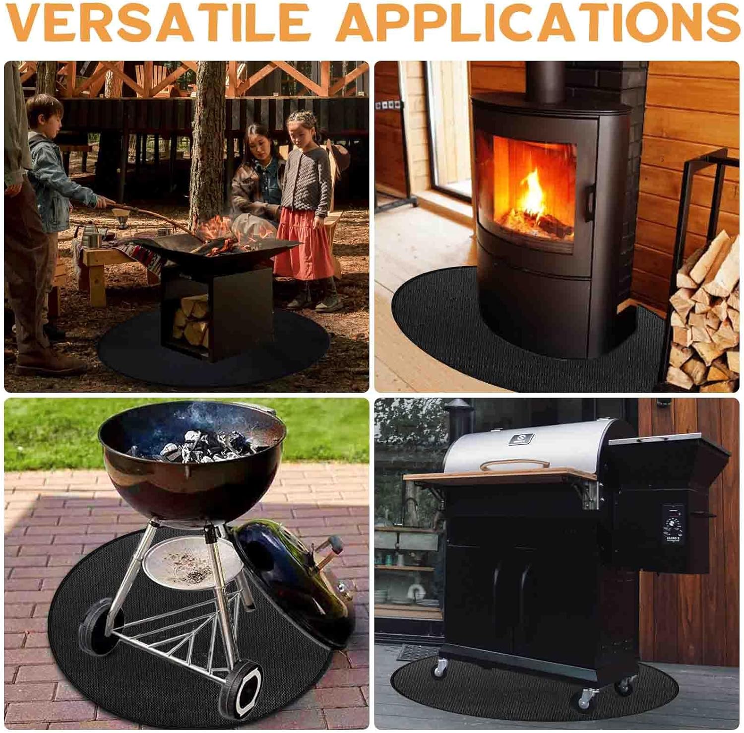 Cyfie 36 Inch Round BBQ Grill Mat Heat Resistant Fireproof Silicone Outdoor Patio Floor Protector