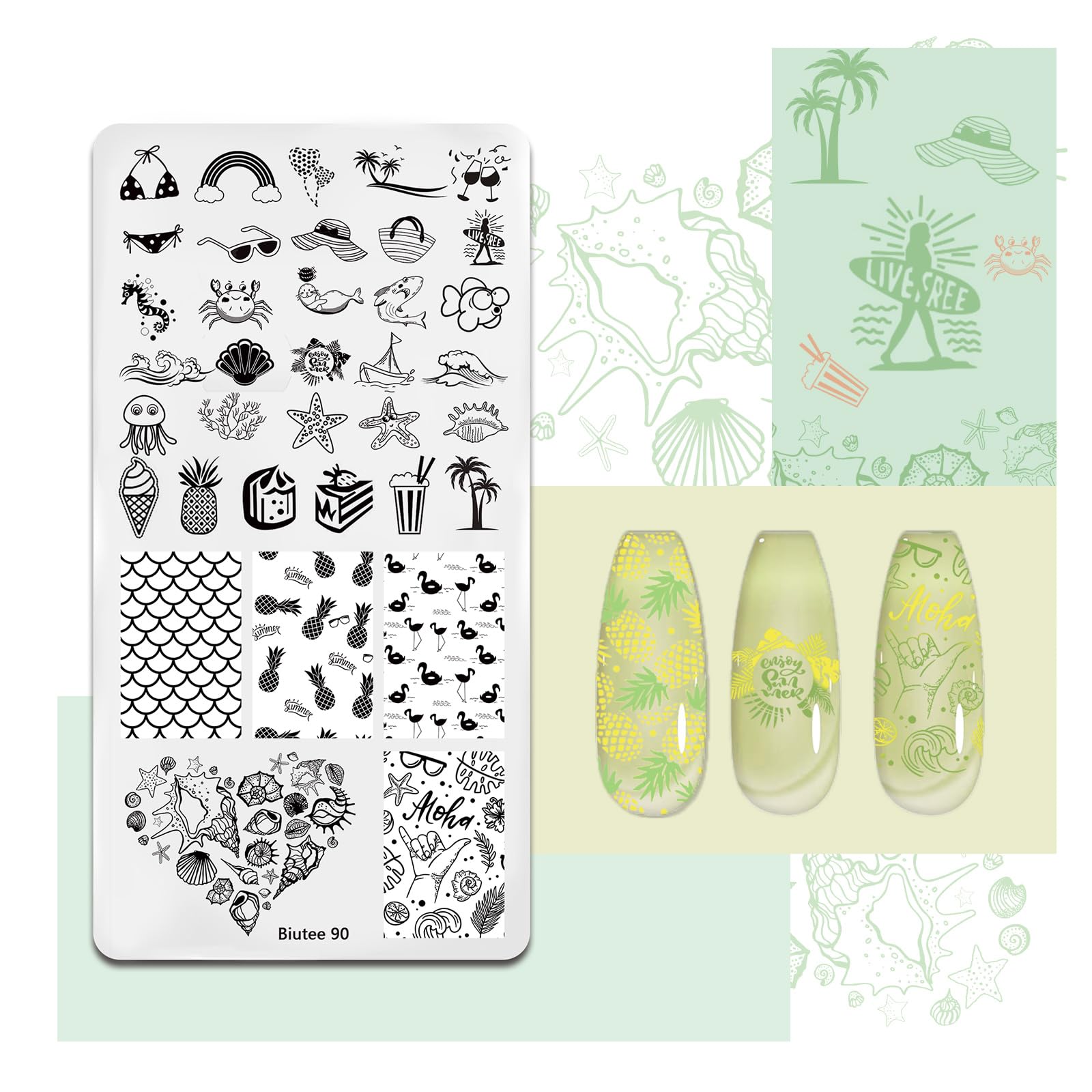 Biutee Nail Stamping Kit – 10PCS French Line Plates with Silicone Stamper for DIY Manicure & Salon Nail Art