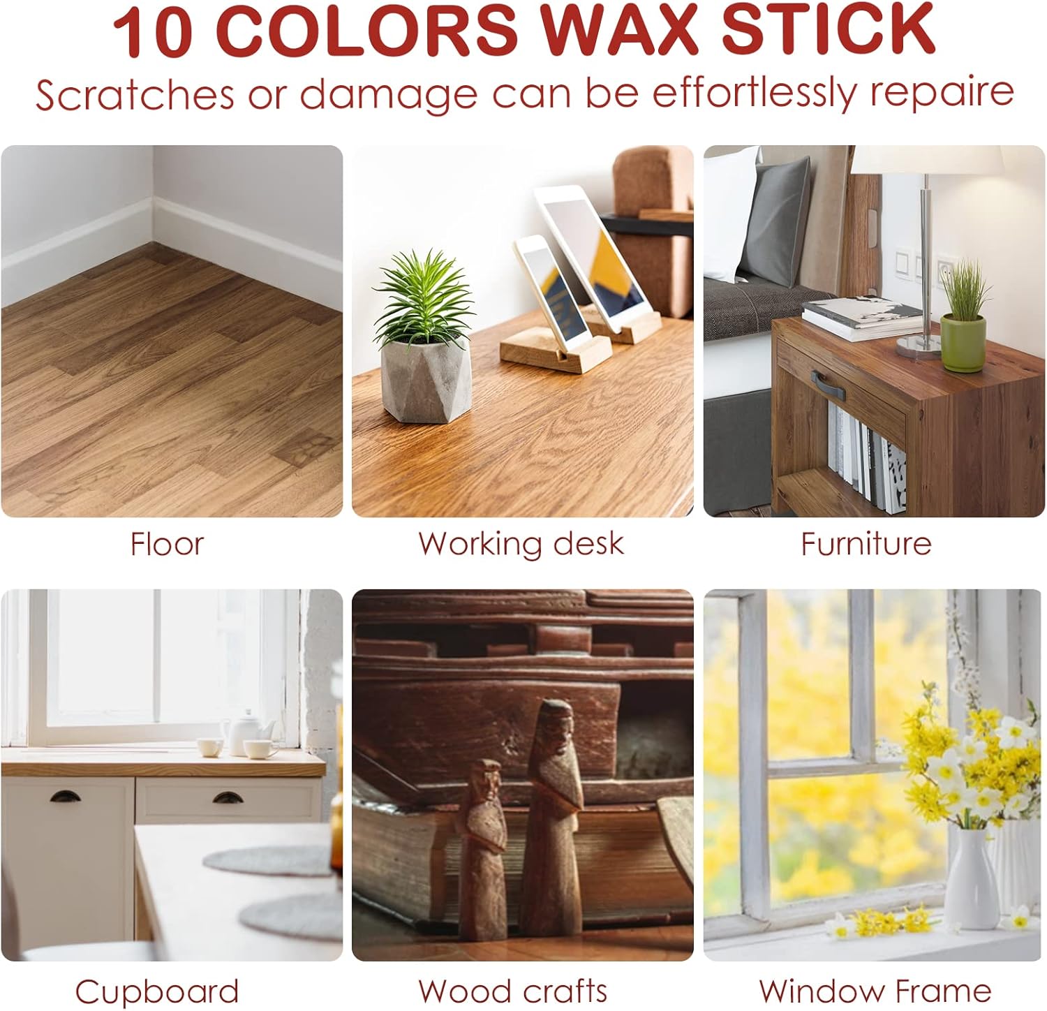 DEWEL 木材補修クレヨン – 家具用ワックスフィラースティック 10本入り