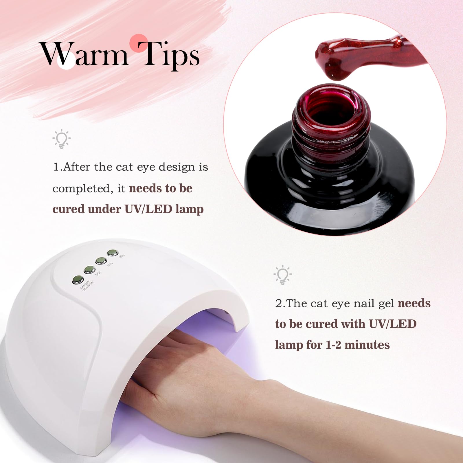 SEISSO Cat Eye Gel Nail Polish – 15ml Wine Red Magnetic UV Gel with Magnet Stick, Shimmer Soak Off Nail Kit