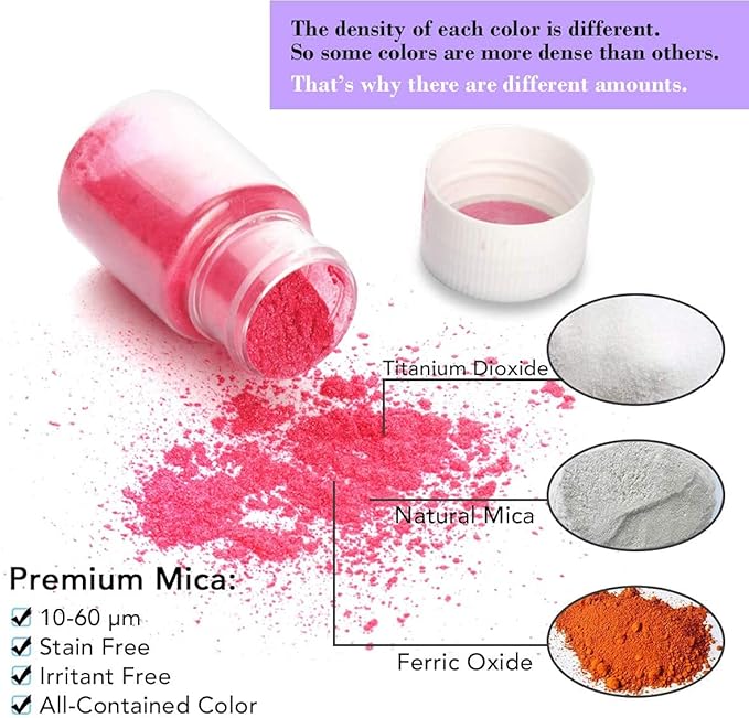 SEISSO Mica Powder 15 Colors for Resin Soap Candle DIY 10g Each