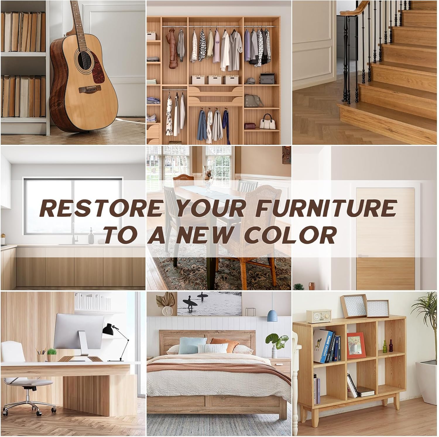 SEISSO 木材補修キット – オークフィラー6本、タッチアップマーカー6本、ウッドパテ、ウッドポリッシュワックス