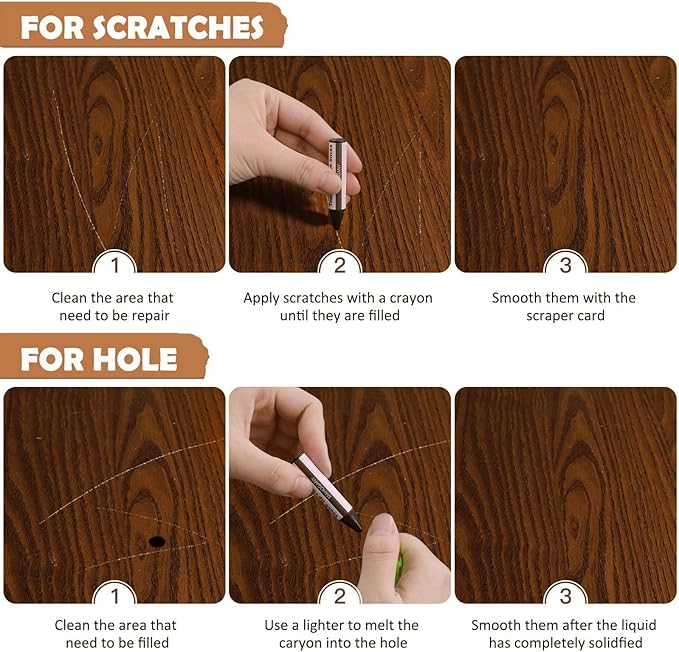 DEWEL 木製家具修理キット 31点 - 傷用フィラー、ワックススティック、パテ