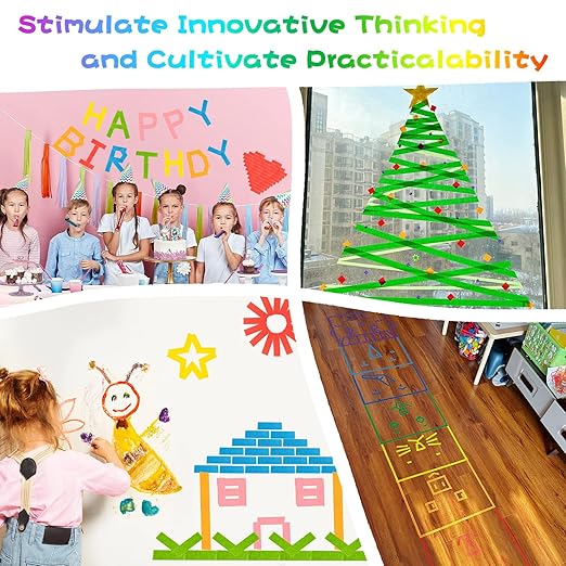 DEWEL Colored Masking Tape 6-Pack 1" x 22yd Painter’s Tape for Crafts&Painting