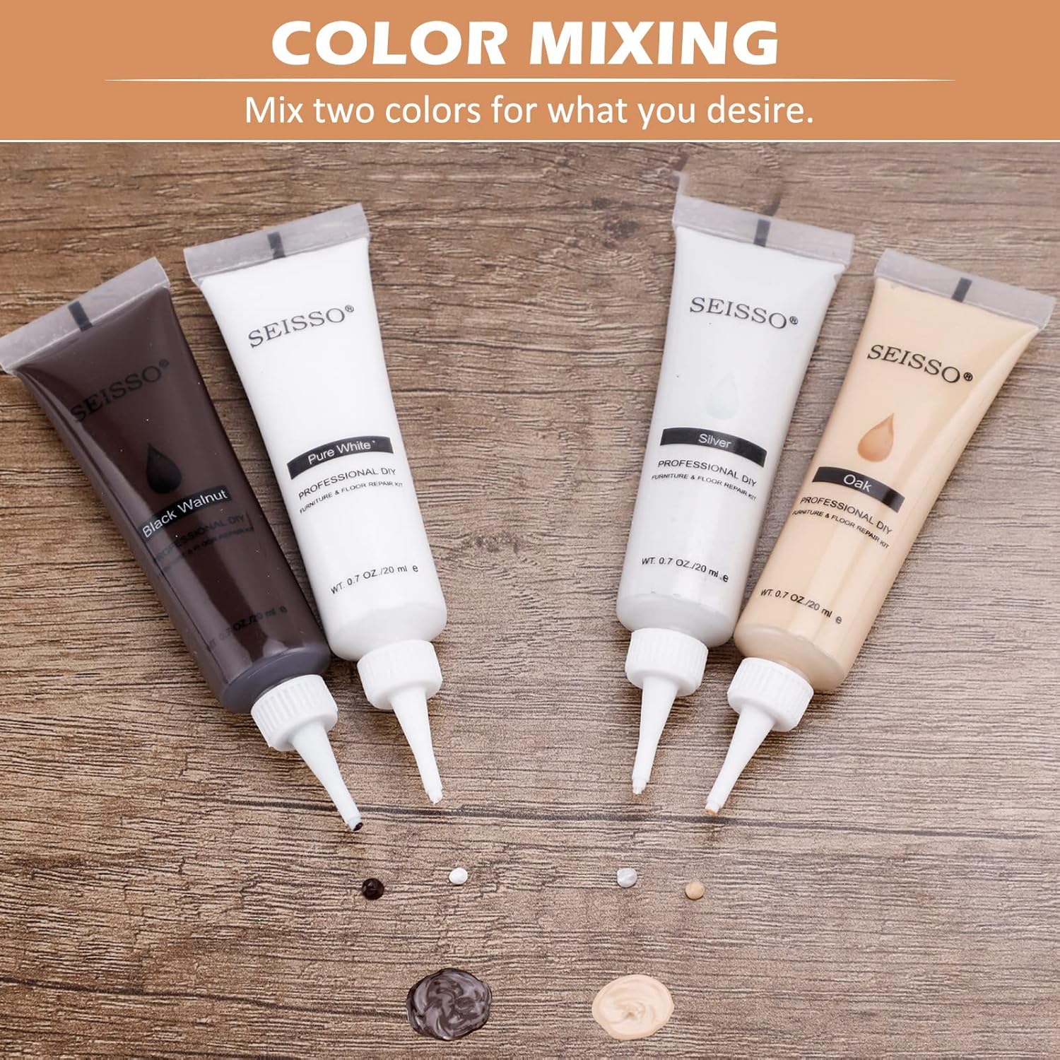 SEISSO 木製家具修理キット – 24色 50個入り フィラー&ツール