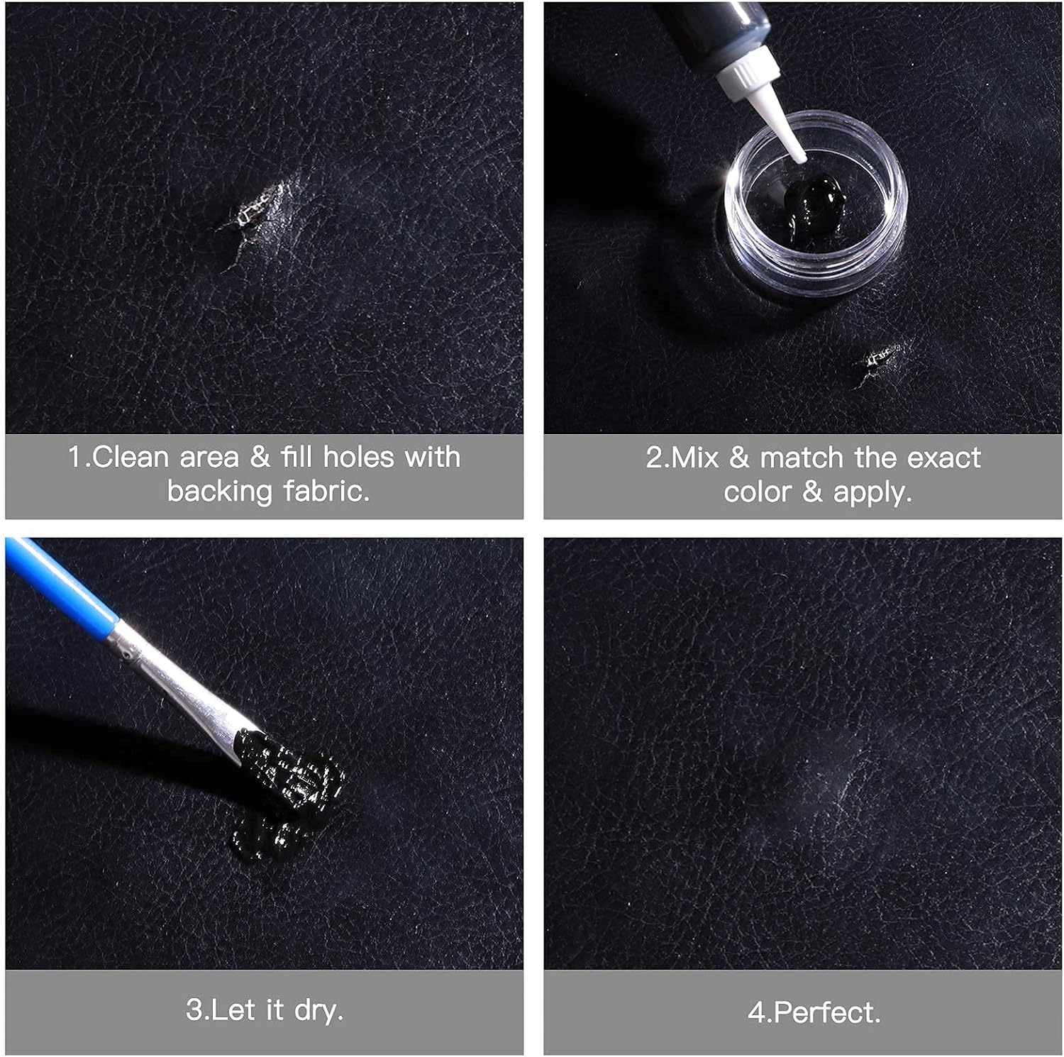 SEISSO 12-Color Leather & Vinyl Repair Kit for Sofa, Car Seat, Furniture, Jacket