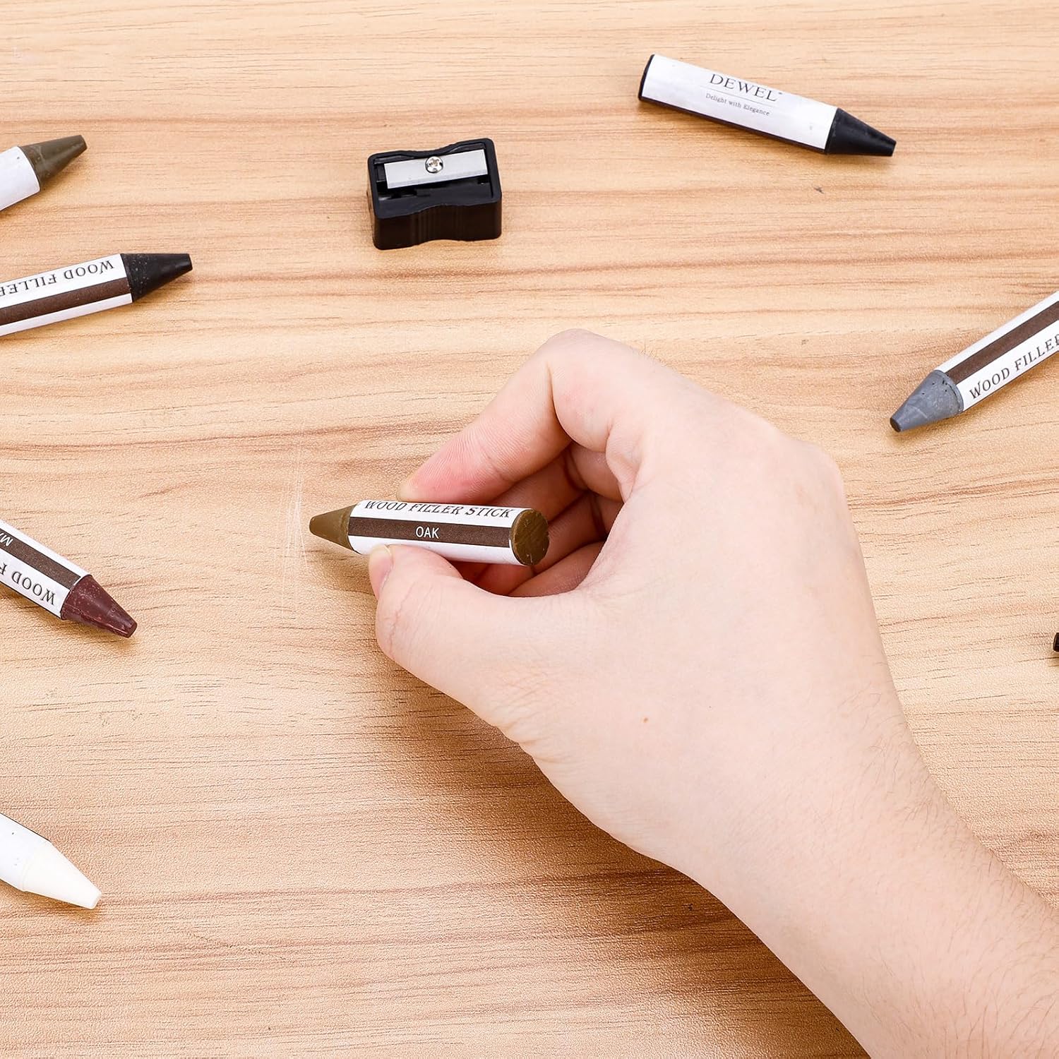 DEWEL 8本入り 木材補修スティック - 家具・床用ワックス補修クレヨン