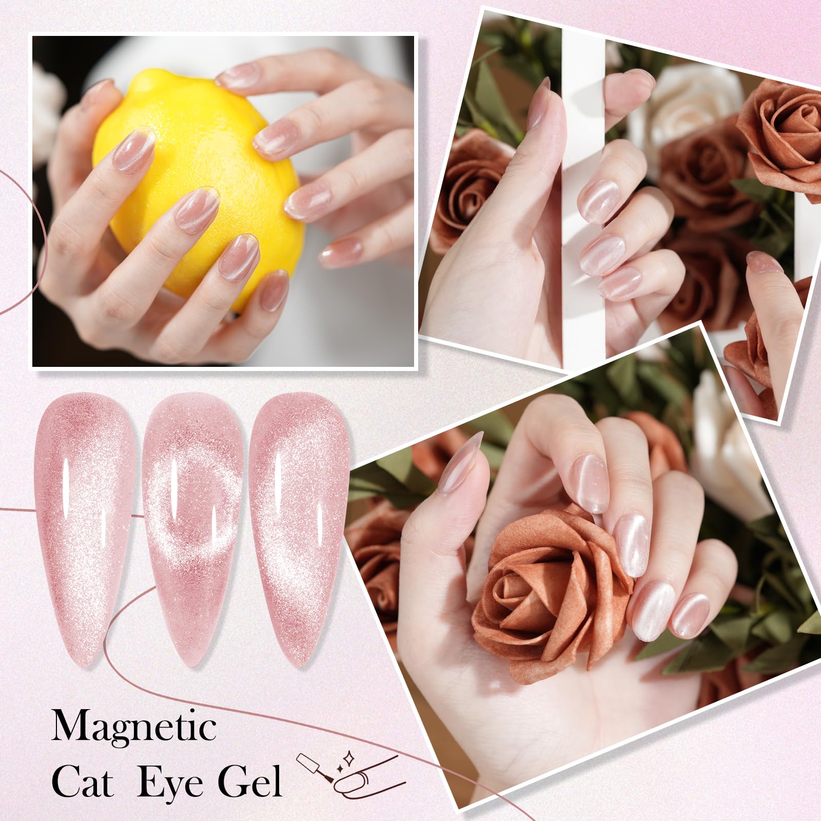 SEISSO Cat Eye Gel Nail Polish – 15ml Wine Red Magnetic UV Gel with Magnet Stick, Shimmer Soak Off Nail Kit