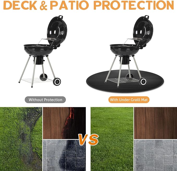 Cyfie 36 Inch Round BBQ Grill Mat Heat Resistant Fireproof Silicone Outdoor Patio Floor Protector