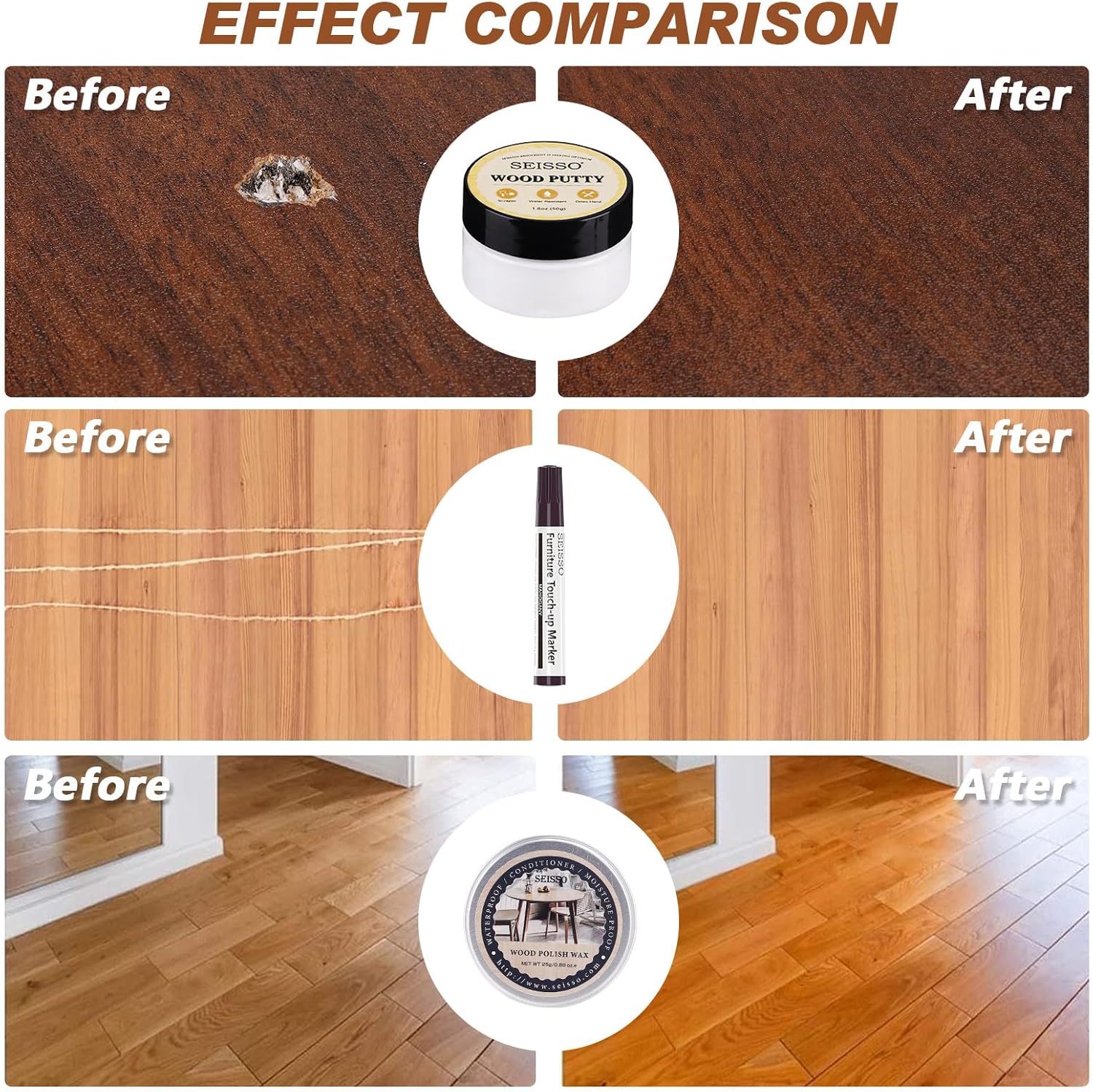 SEISSO 家具タッチアップマーカー – 12色補修キット (19個)