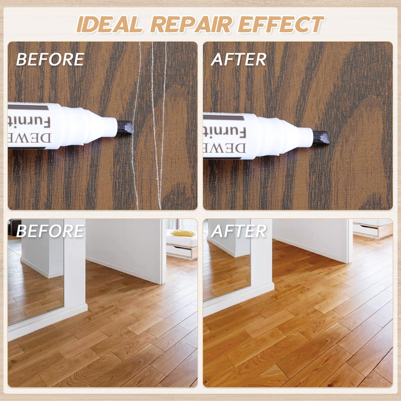 Fix Wood Scratches Instantly – DEWEL 12-Color Furniture Repair Marker Kit