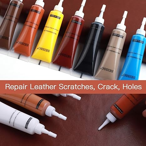 SEISSO 12-Color Leather & Vinyl Repair Kit for Sofa, Car Seat, Furniture, Jacket