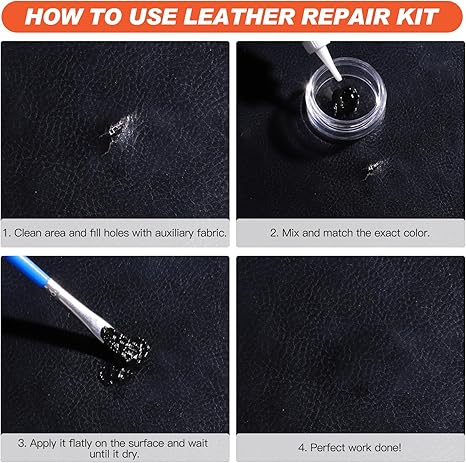GRPOCHE レザー&ビニール補修キット – ソファ、車のシート、カウチ、ジャケット、財布用 12色