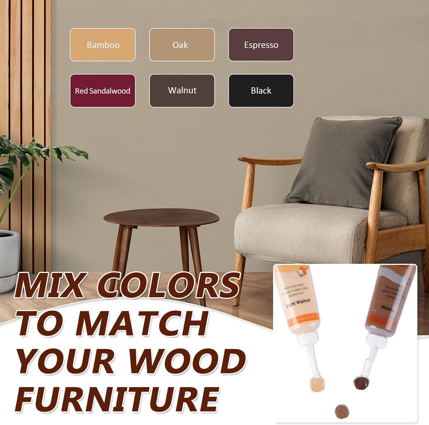 SEISSO Wood Repair Kit – 20 PCS Walnut Wood Filler & Putty Set