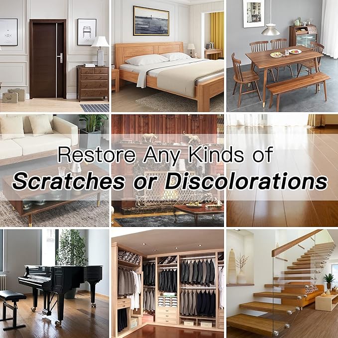 SEISSO 木製家具修理キット - 傷、ひび割れ、シミ、穴用木材フィラー&マーカー 42個