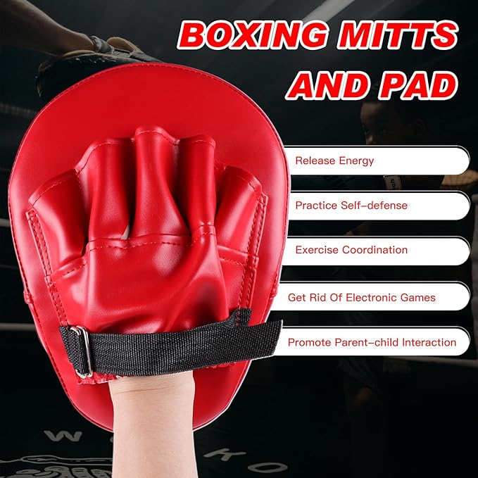 CYFIE 2-in-1 Boxing Pads & Mitts Set for Kids & Youth – Karate, Muay Thai, Taekwondo Training