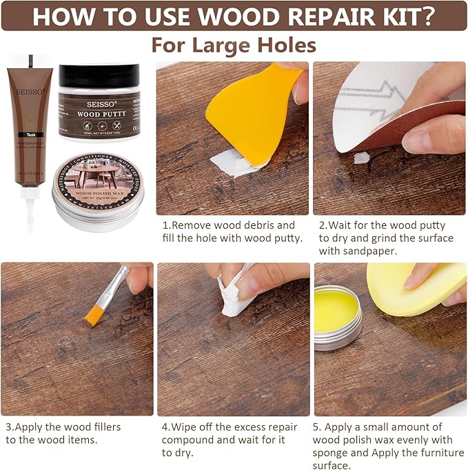 SEISSO 家具修理キット – 木材フィラー&マーカー 40個