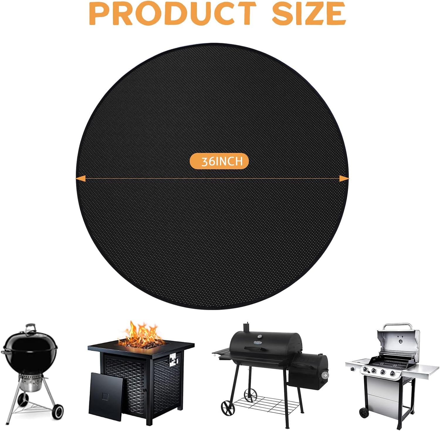 Cyfie 36 Inch Round BBQ Grill Mat Heat Resistant Fireproof Silicone Outdoor Patio Floor Protector