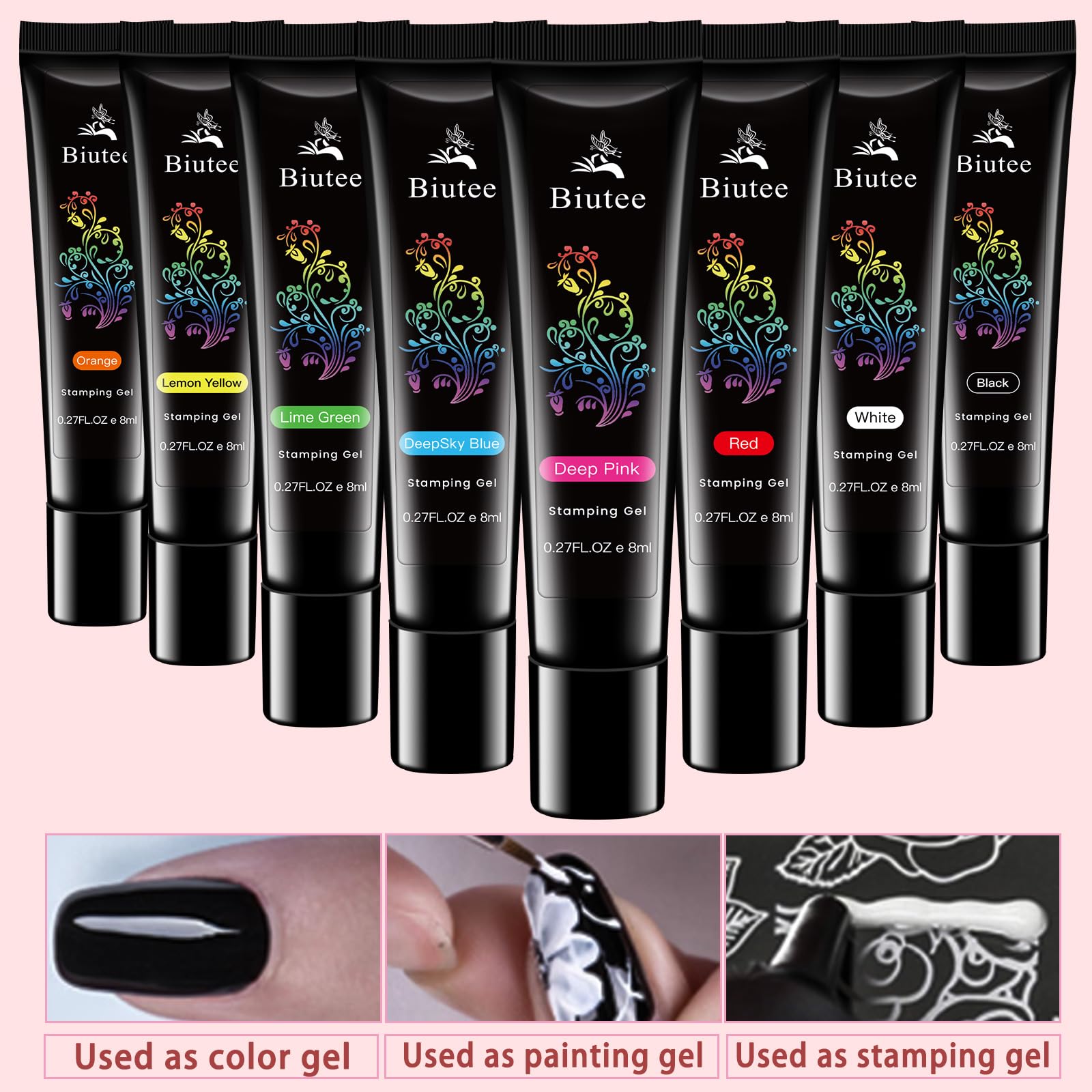 Biutee Nail Stamping Kit – 10PCS French Line Plates with Silicone Stamper for DIY Manicure & Salon Nail Art