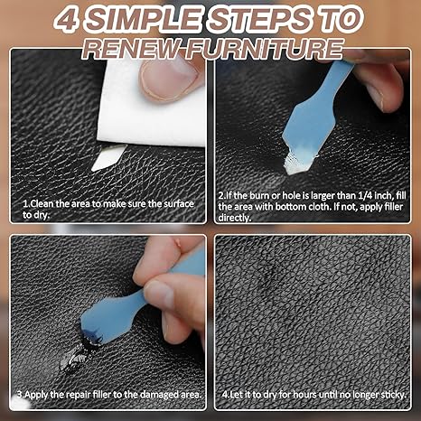 SEISSO 5-Color Leather Repair Kit for Sofa, Vinyl, Couch & Furniture – Fix Scratches, Tears, Holes