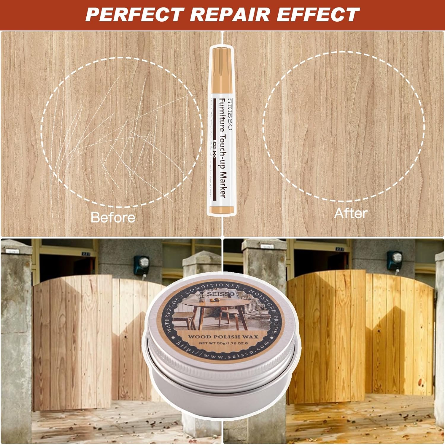 SEISSO 가구 터치업 마커 키트 – 18색 목재 수리 펜 세트