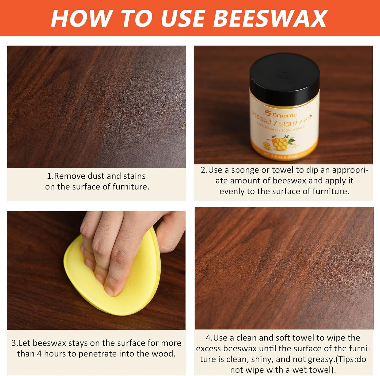 GRPOCHE 36 PCS Wood Repair Kit Floor & Furniture Touch Up Set with Filler Markers Wax