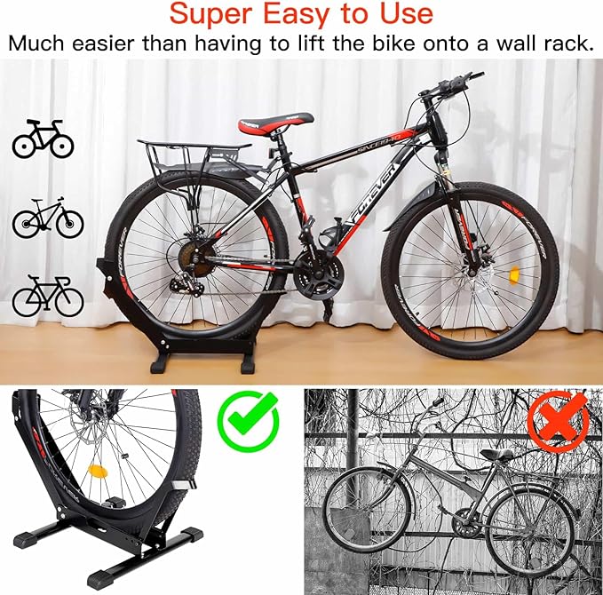 Cyfie Bike Floor Rack Stand for 20-29" Kids Mountain Road Bikes, Indoor Outdoor Storage