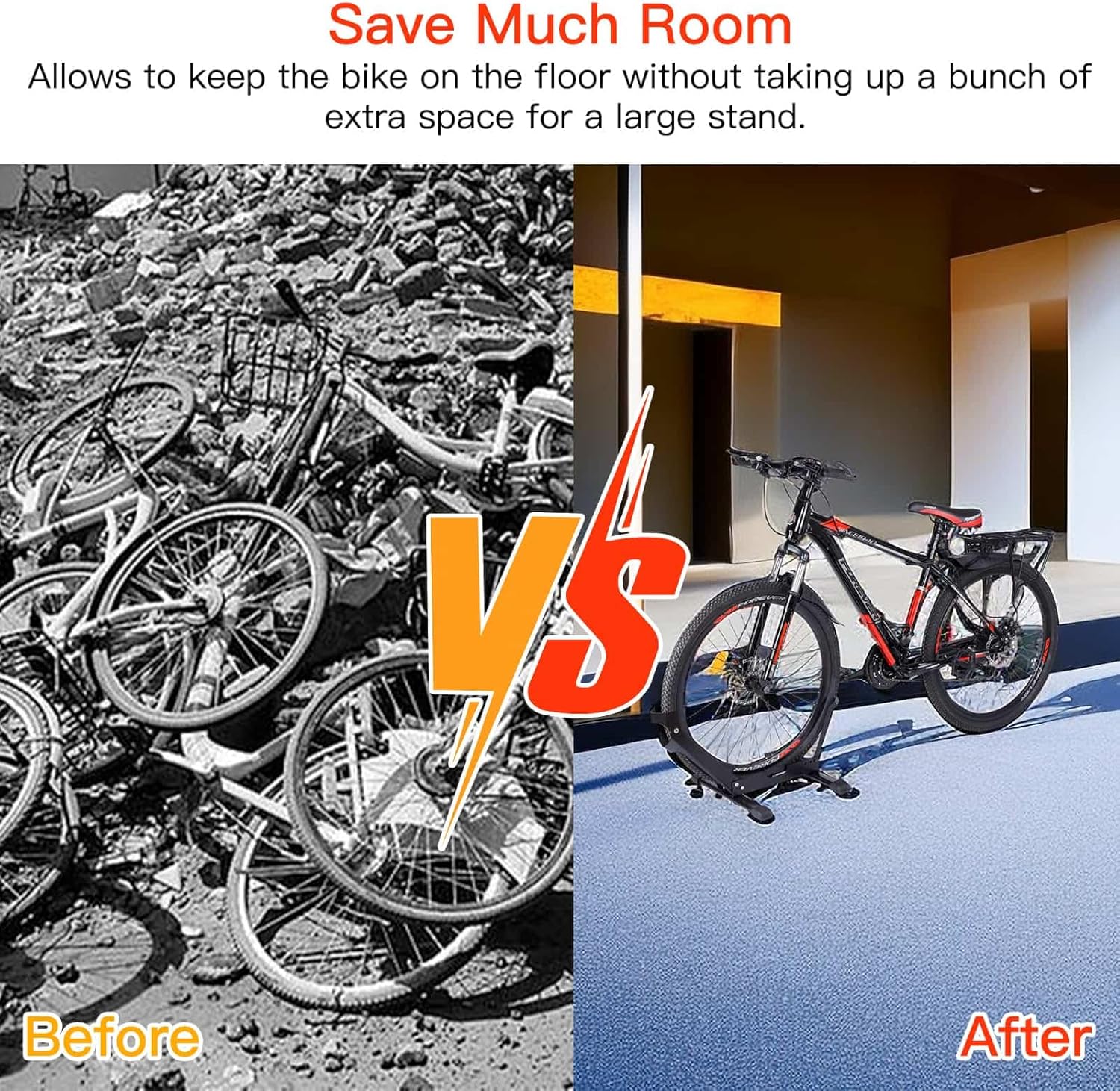 Cyfie Bike Floor Rack Stand for 20-29" Kids Mountain Road Bikes, Indoor Outdoor Storage