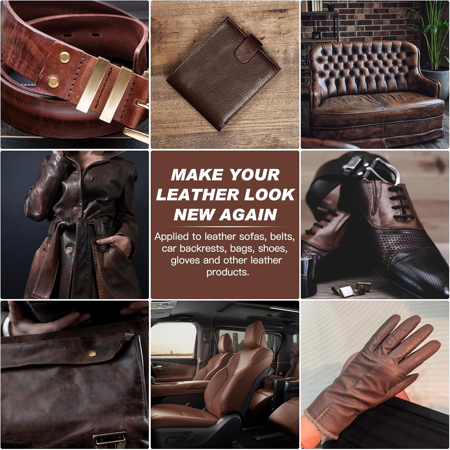 DEWEL ダークブラウン レザーリペアバーム(ソファ、車のシート、靴用)