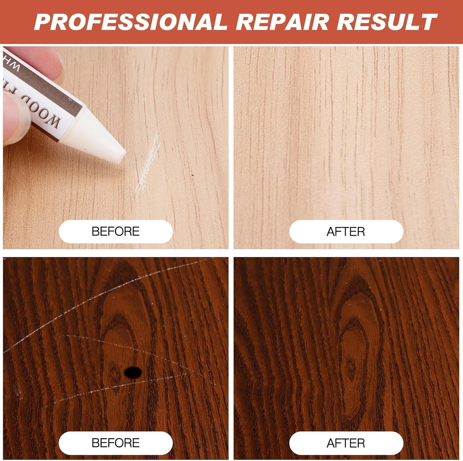 SEISSO 家具修理キット - 傷や汚れに強い木製マーカー&ワックススティック 17本