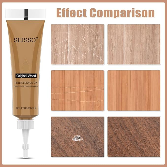 SEISSO Wood Repair Kit 12 Colors Touch Up Fillers for Scratches Stains Floors Tables