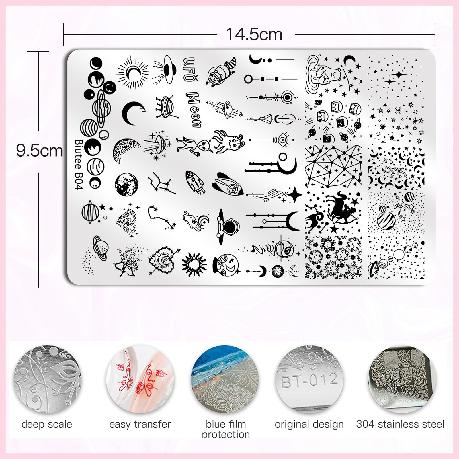 Biutee Nail Stamping Kit – 10PCS French Line Plates with Silicone Stamper for DIY Manicure & Salon Nail Art