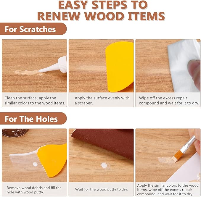 SEISSO 36個入り木製家具修理キット – 床・家具用樹脂充填剤&パテ