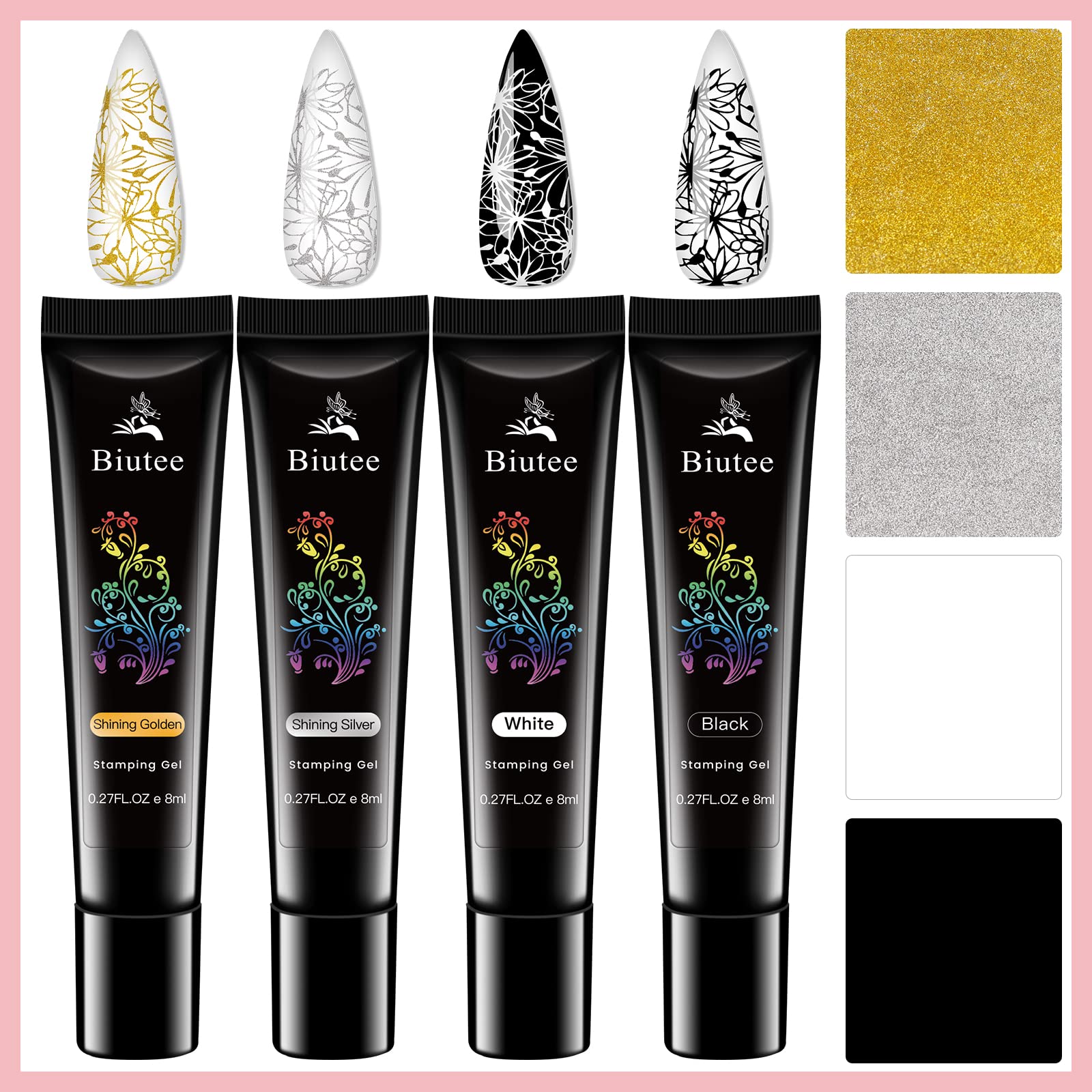 SEISSO 8 Colors Nail Stamping Polish Kit, Stamper & Templates, Peel Off Latex, Base & Top Coat, DIY Manicure Gift Set