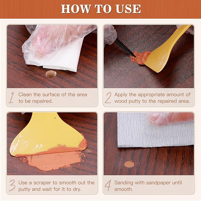 GRPOCHE Gray Wood Filler Putty – Paintable & Stainable, 7oz Furniture Repair Kit