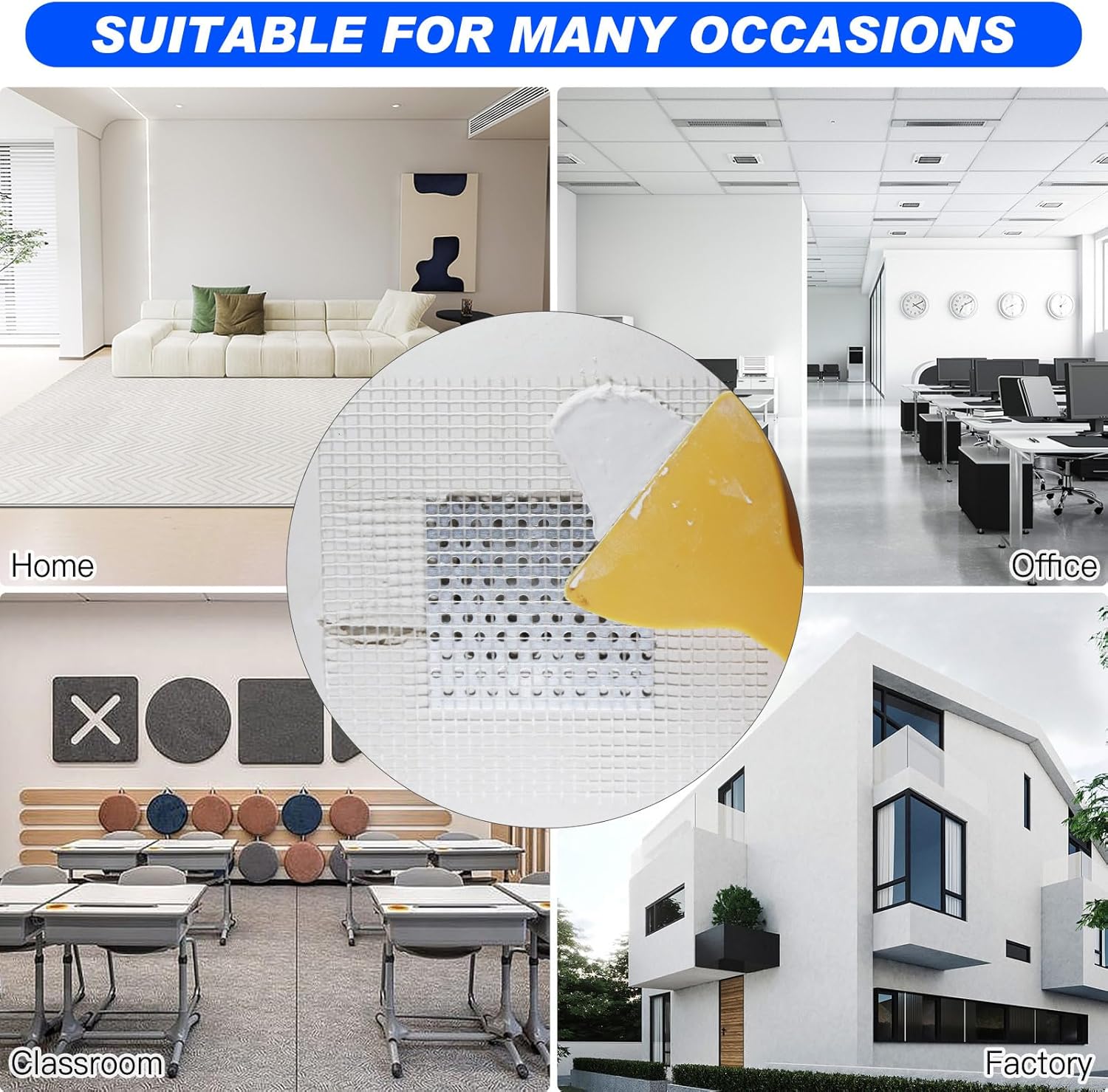 SEISSO ドライウォール補修キット – 2×250g ホワイトウォールパテ、補修テープ&パッチ付き