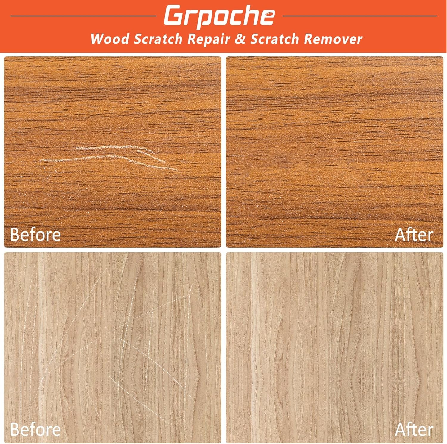 GRPOCHE 36 PCS Wood Repair Kit Floor & Furniture Touch Up Set with Filler Markers Wax