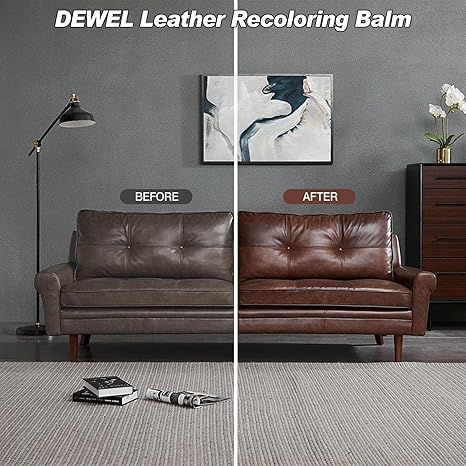 DEWEL Dark Brown Leather Repair Balm for Couches, Car Seats & Shoes