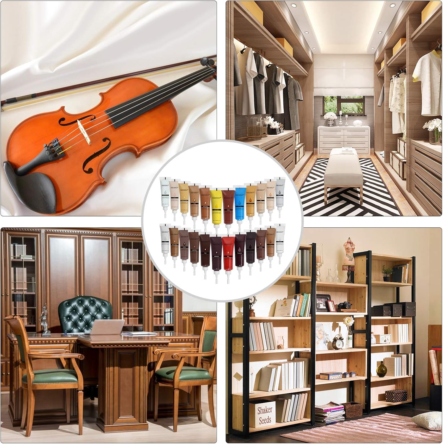 SEISSO 木製家具修理キット – フィラー50個とツール24色