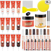 GRPOCHE 36 PCS Wood Repair Kit Floor & Furniture Touch Up Set with Filler Markers Wax