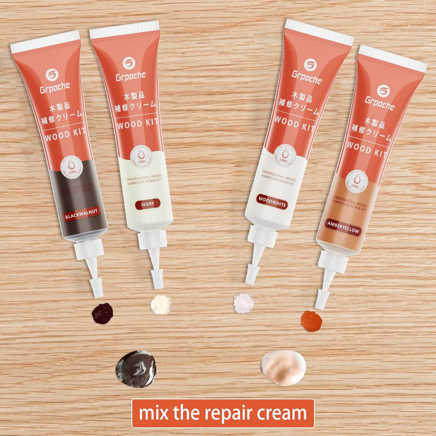 木製家具修理キット – 12色の木材充填剤とタッチアップペイント