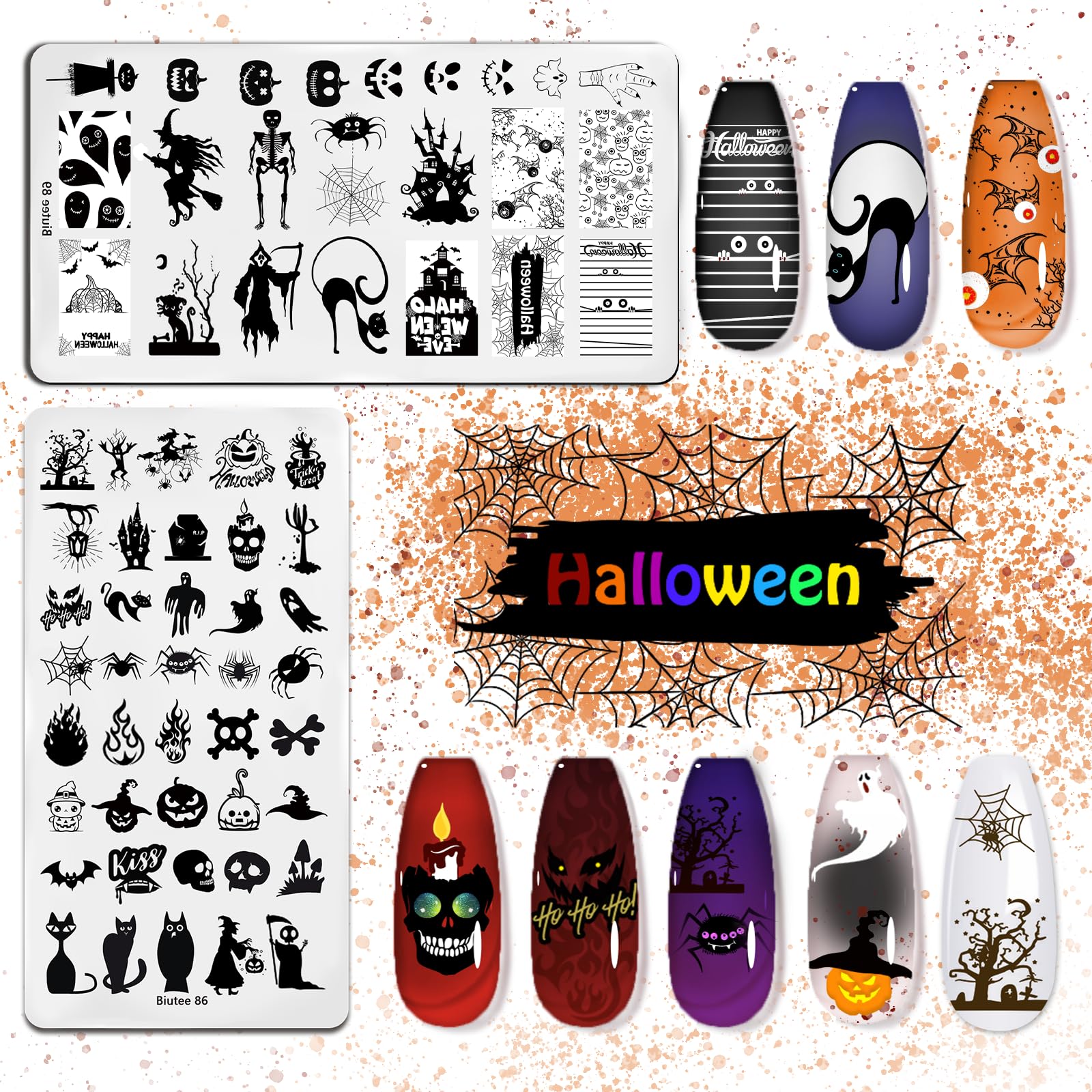 Biutee Nail Stamping Kit – 10PCS French Line Plates with Silicone Stamper for DIY Manicure & Salon Nail Art