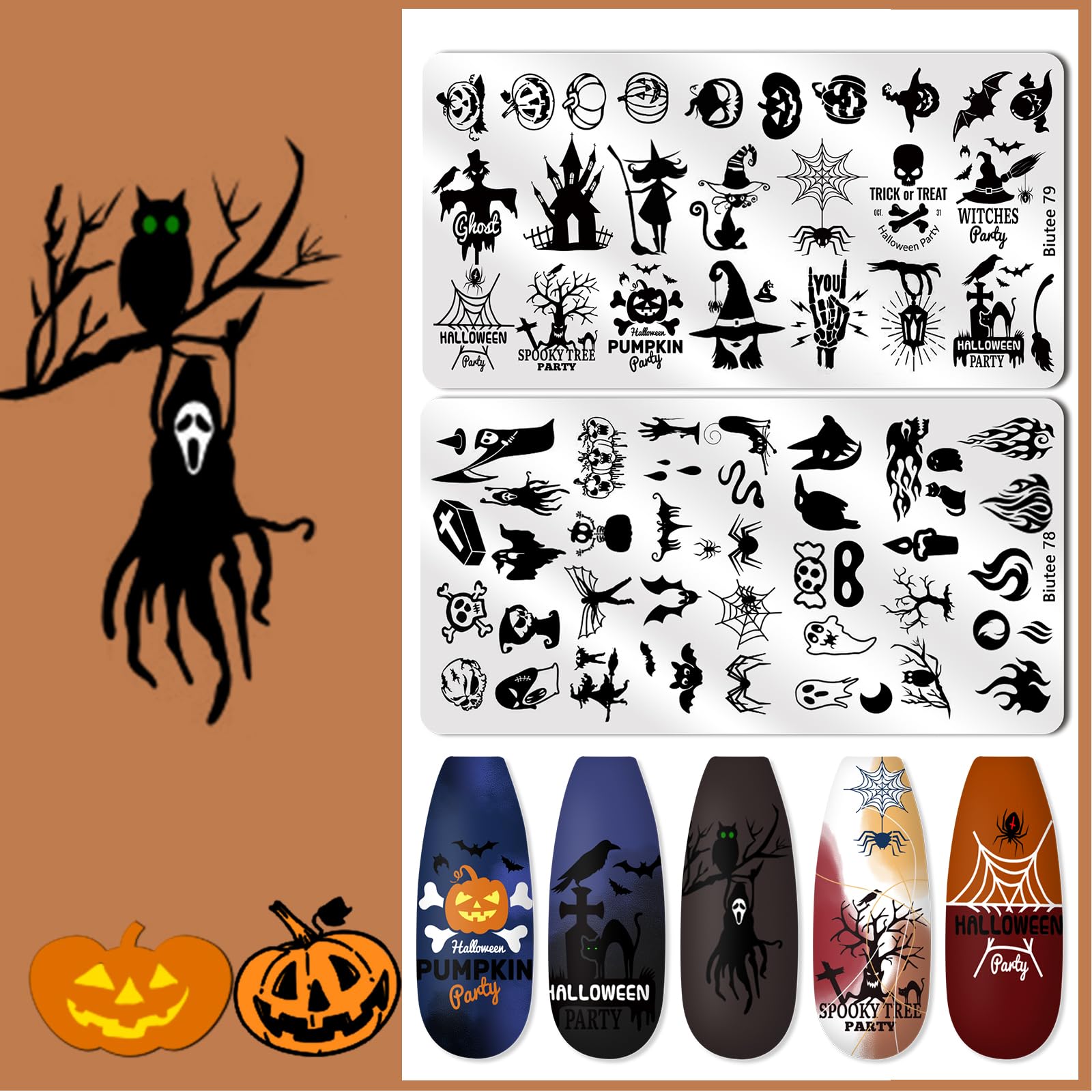 Biutee Nail Stamping Kit – 12PCS Plates with Stamper, Flower, Lace, Animal & Holiday Nail Art Designs